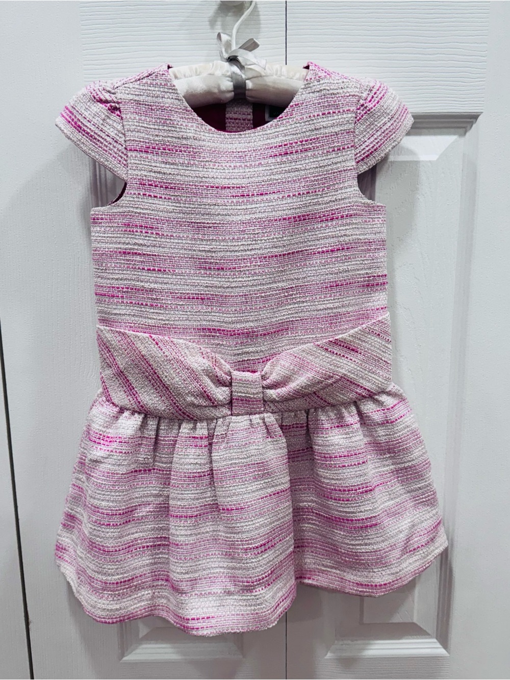 Janie and Jack Pink and Cream Striped Bow Dress